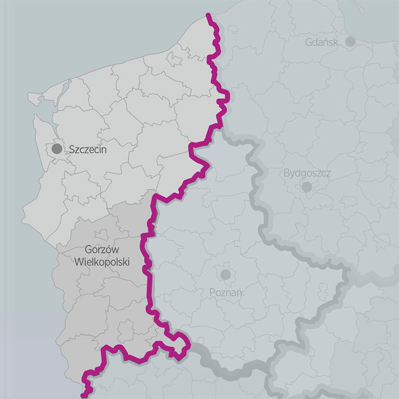 Mapa zachodniopomorskie - lubuskie