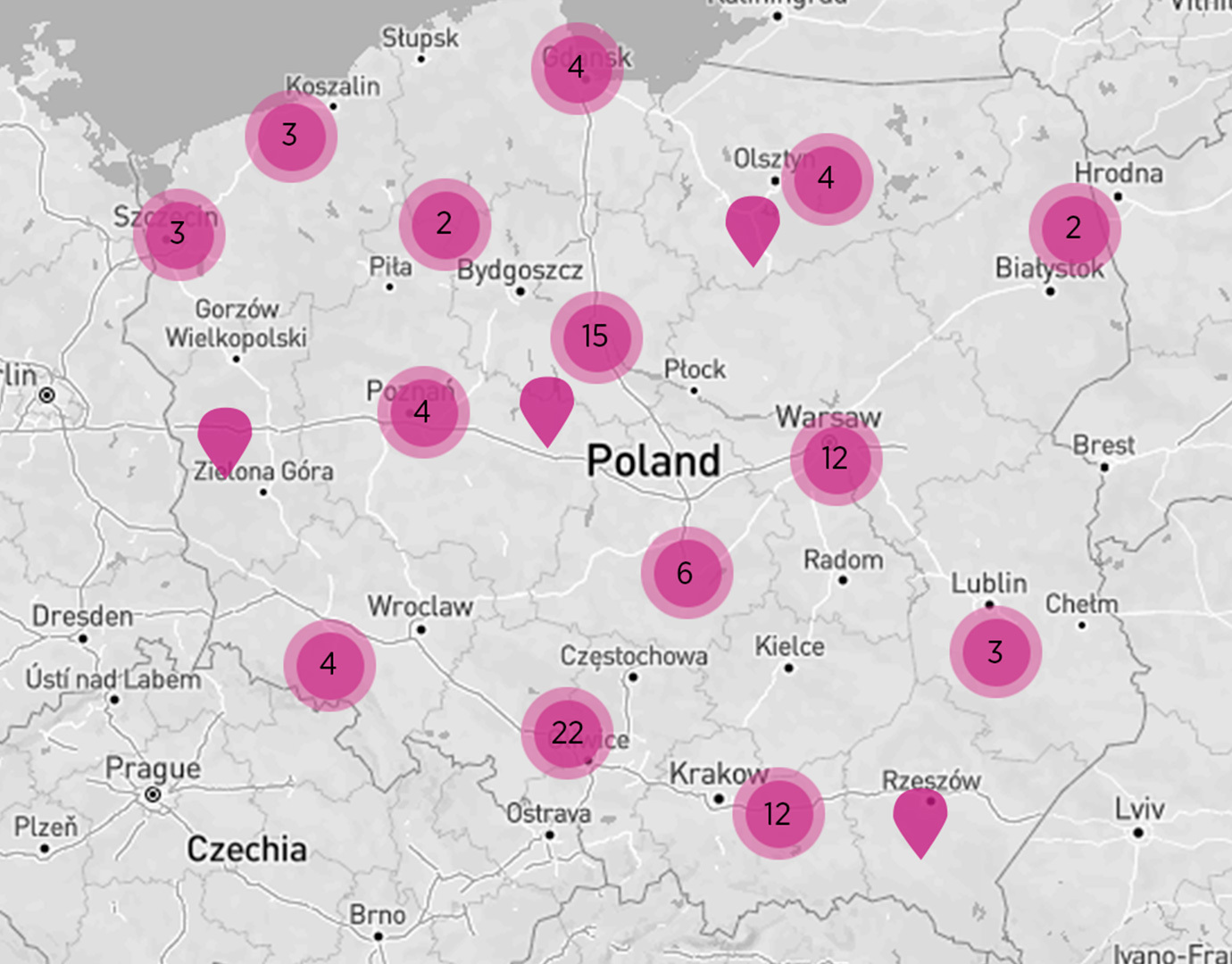 Mapa dystrybutorów Siniat